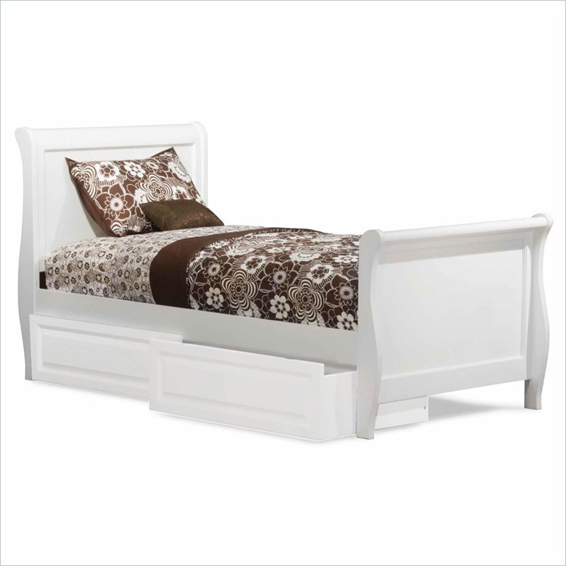Atlantic Furniture Sleigh Bed Twin Size, White